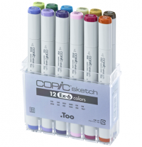 Copic Sketch EX-6 12 набор маркеров с кистью в кейсе