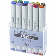 Copic Sketch EX-6 12 набор маркеров с кистью в кейсе - Copic Sketch EX-6 12 набор маркеров с кистью в кейсе Копик Скетч маркеры 12 цветов купить в официальном магазине Copic.Club   с доставкой по РФ и всему миру