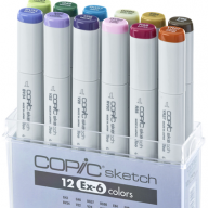Copic Sketch EX-6 12 набор маркеров с кистью в кейсе - Copic Sketch EX-6 12 набор маркеров с кистью в кейсе Копик Скетч маркеры 12 цветов купить в официальном магазине Copic.Club   с доставкой по РФ и всему миру