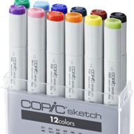 Copic Sketch 12 Basic набор маркеров с кистью в кейсе, базовые цвета - Copic Sketch 12 Basic набор маркеров с кистью в кейсе, Копик Скетч маркеры базовые цвета купить в официальном магазине Copic.Club   с доставкой по РФ и всему миру